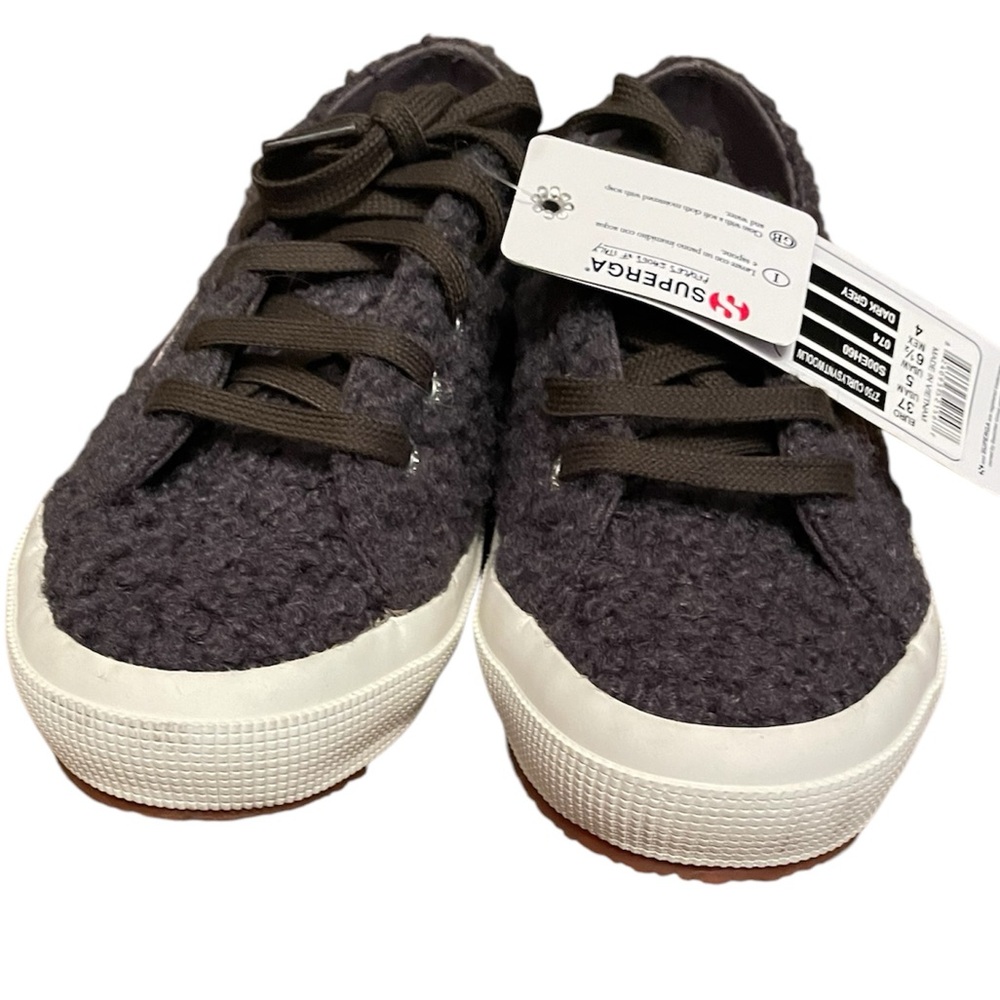 NWT Superga 2750 Curly Wool Sneakers Dark Charcoal EU 37 Women’s US 6.5 Men’s 5 - Picture 6 of 7